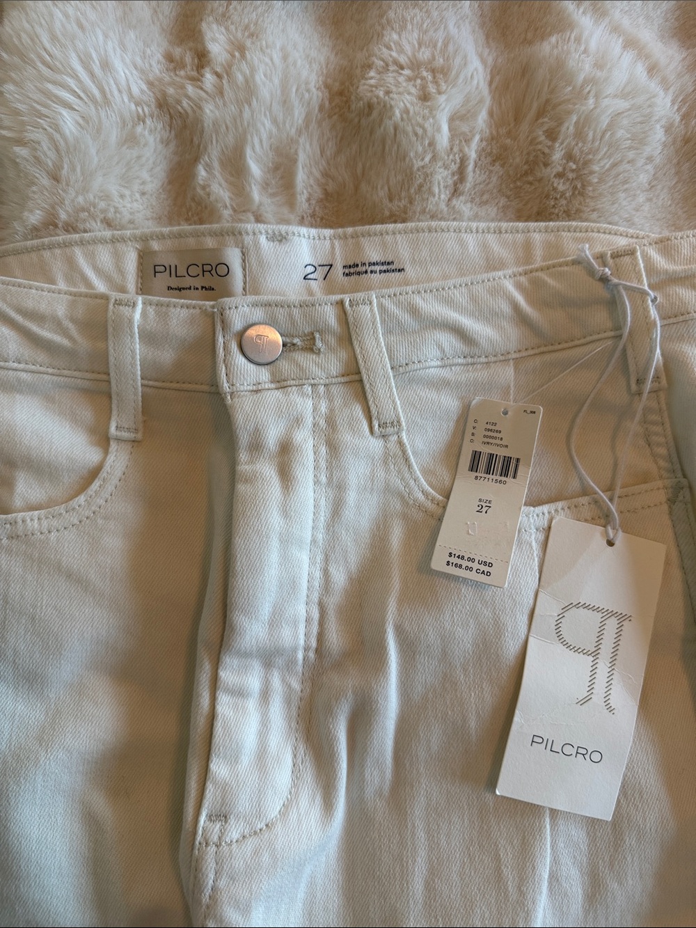 Pilcro Wide Leg Flare Jeans in White - Picture 3 of 3